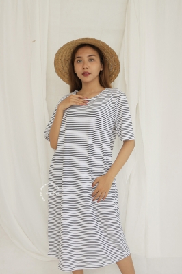 Baju Hamil Dress Hamil Menyusui Simple Modis Lorek Ariana Dress - DRO 882